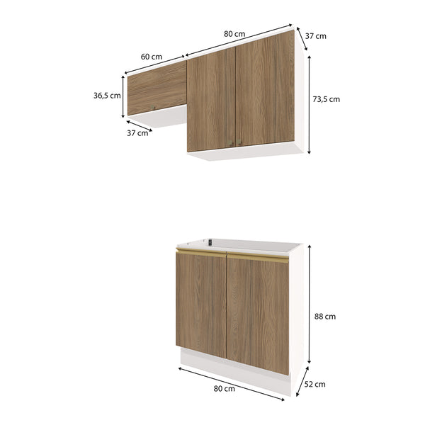 Lavadero Kappesberg 140cm MDF Con Aéreos Blanco y Marrón