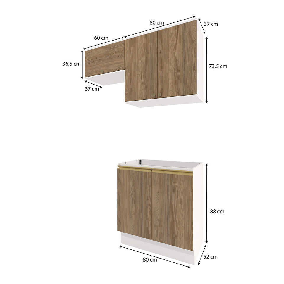Lavadero Kappesberg 140cm MDF Con Aéreos Blanco y Marrón