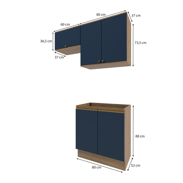 Lavadero Kappesberg 140cm MDF Con Aéreos Marrón y Azul
