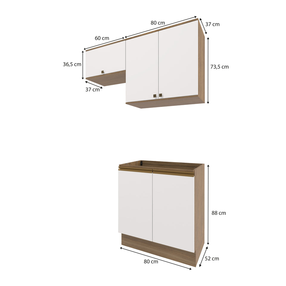 Lavadero Kappesberg 140cm MDF Con Aéreos Marrón y Blanco