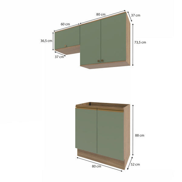 Lavadero Kappesberg 140cm MDF Con Aéreos Marrón y Verde