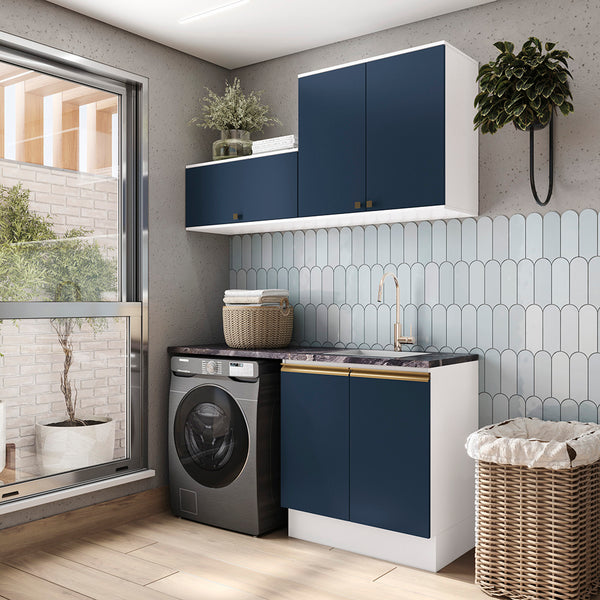 Lavadero Kappesberg 160cm MDF Con Aéreos Blanco y Azul
