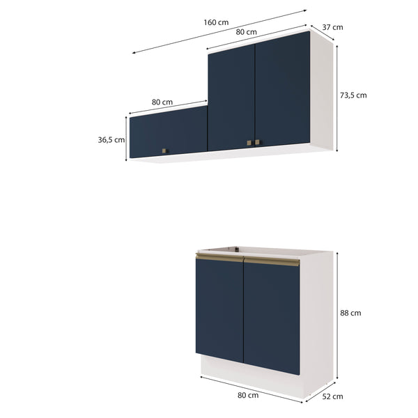Lavadero Kappesberg 160cm MDF Con Aéreos Blanco y Azul