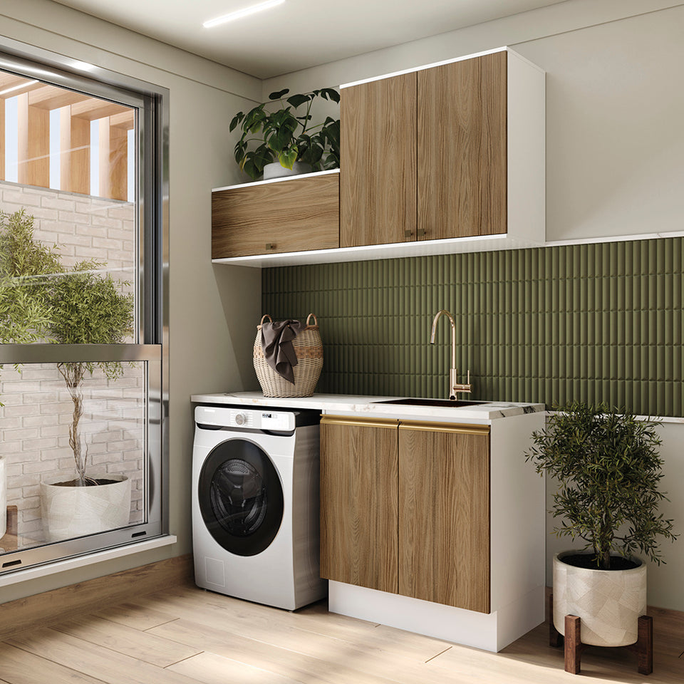 Lavadero Kappesberg 160cm MDF Con Aéreos Blanco y Marrón