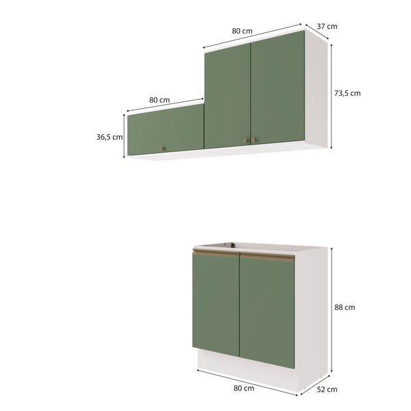 Lavadero Kappesberg 160cm MDF Con Aéreos Blanco y Verde