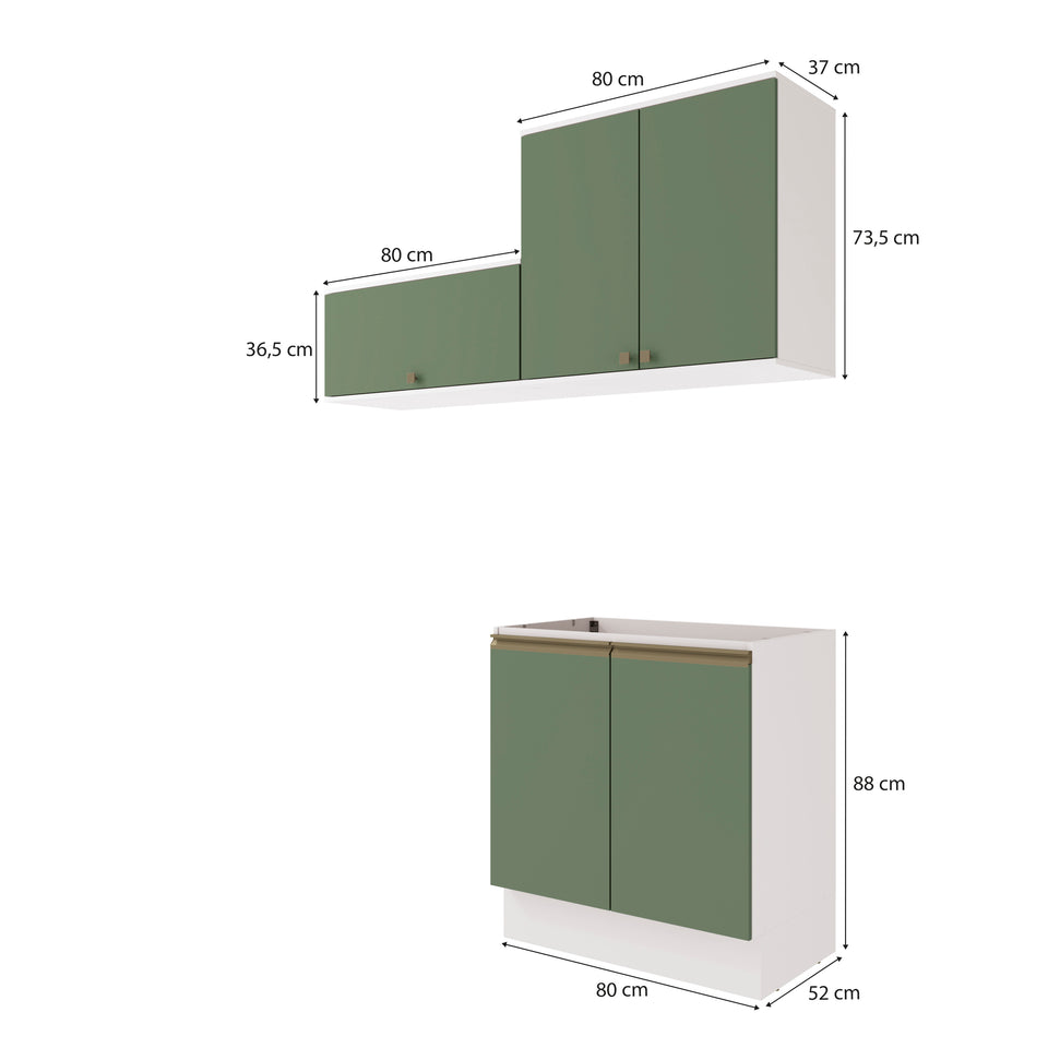 Lavadero Kappesberg 160cm MDF Con Aéreos Blanco y Verde