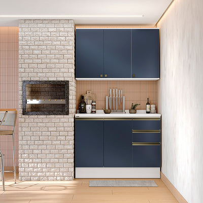 Alacena Cocina Kappesberg 120cm MDF 5 Puertas Blanco y Azul