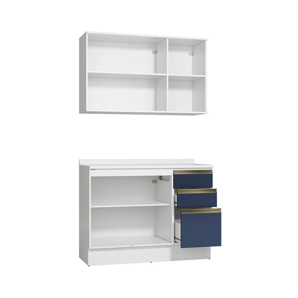 Alacena Cocina Kappesberg 120cm MDF 5 Puertas Blanco y Azul