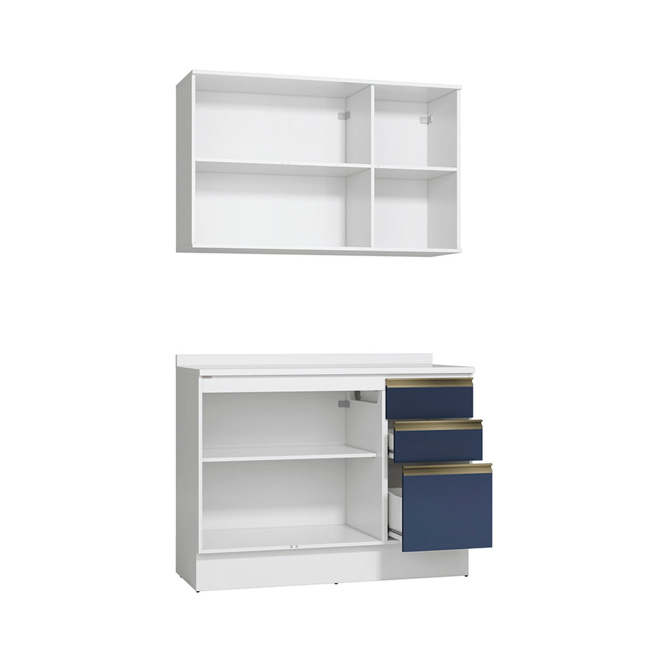 Alacena Cocina Kappesberg 120cm MDF 5 Puertas Blanco y Azul
