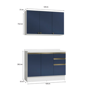 Alacena Cocina Kappesberg 120cm MDF 5 Puertas Blanco y Azul
