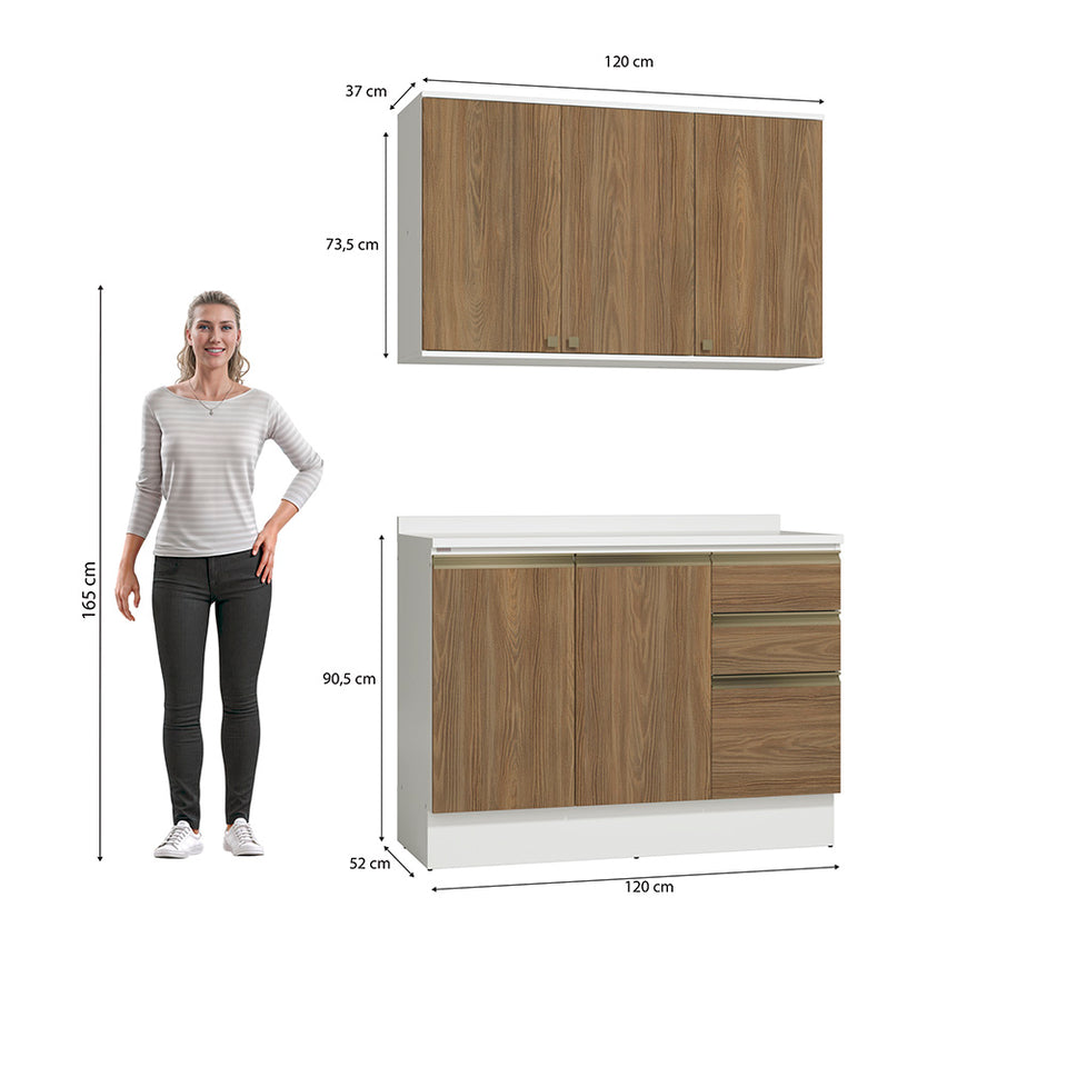 Alacena Cocina Kappesberg 120cm MDF 5 Puertas Blanco/Marrón