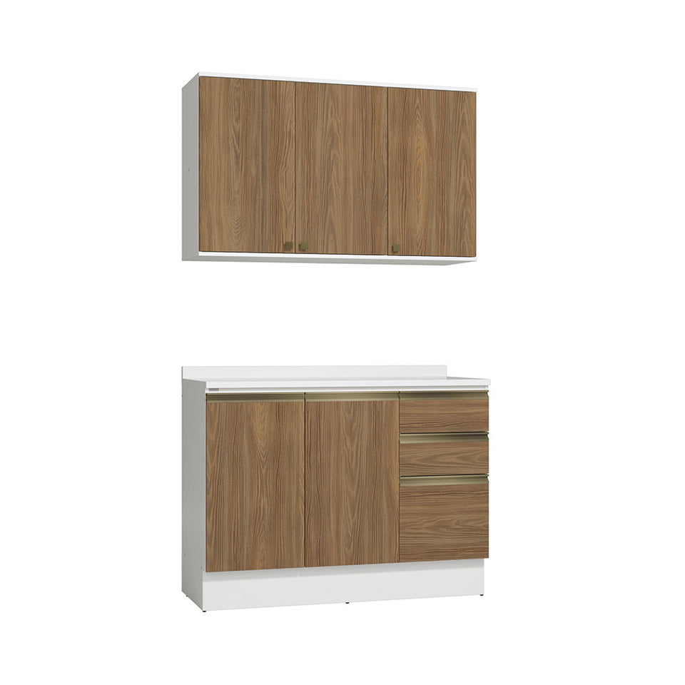 Alacena Cocina Kappesberg 120cm MDF 5 Puertas Blanco/Marrón