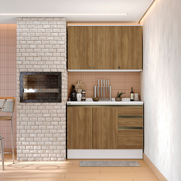 Alacena Cocina Kappesberg 120cm MDF 5 Puertas Blanco/Marrón