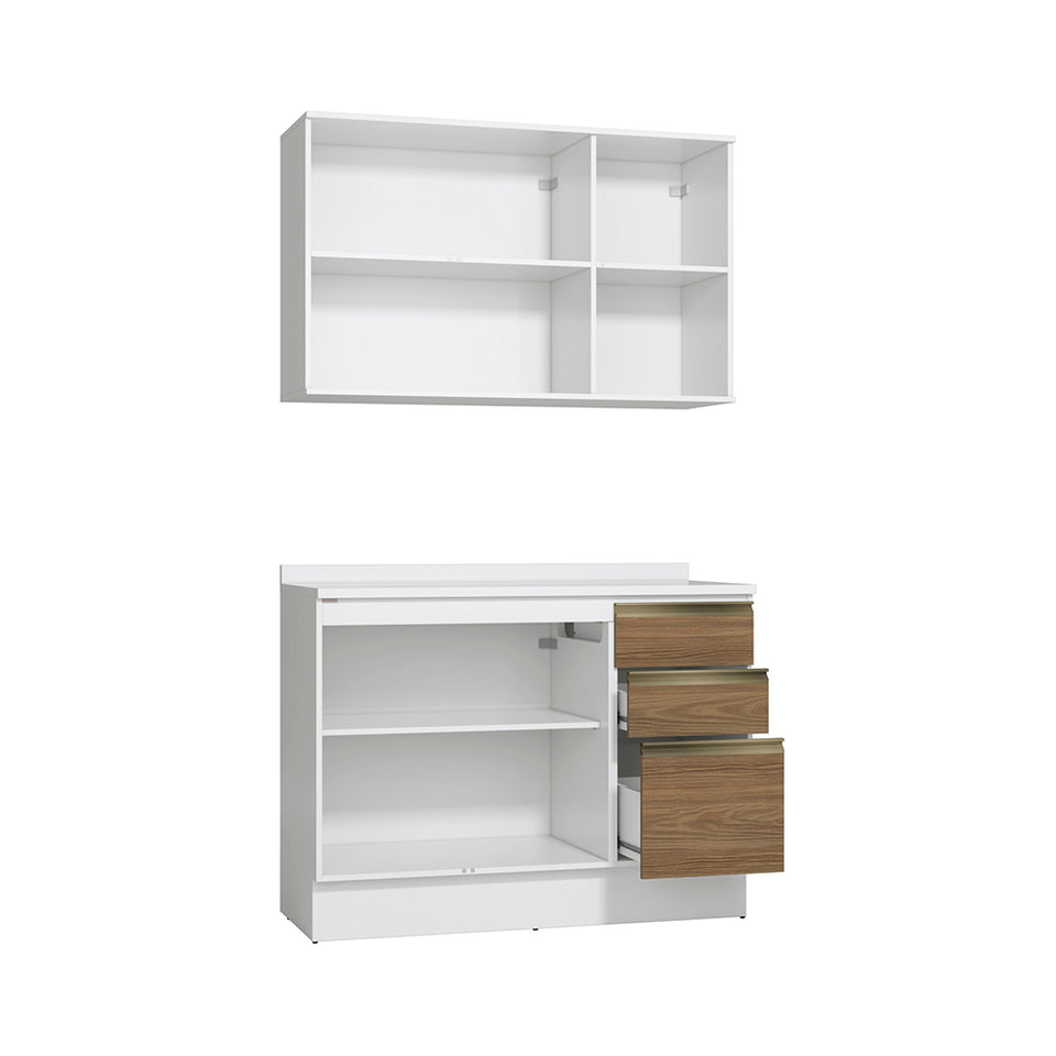 Alacena Cocina Kappesberg 120cm MDF 5 Puertas Blanco/Marrón