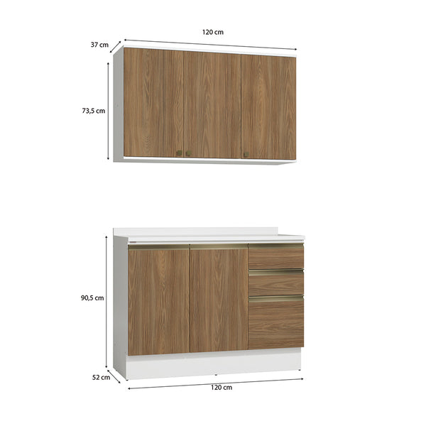 Alacena Cocina Kappesberg 120cm MDF 5 Puertas Blanco/Marrón