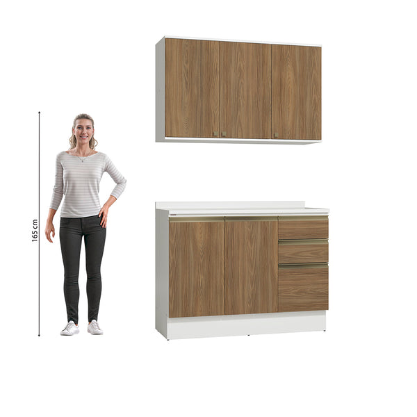 Alacena Cocina Kappesberg 120cm MDF 5 Puertas Blanco/Marrón