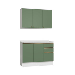 Alacena Cocina Kappesberg 120cm MDF 5 Puertas Blanco/Verde