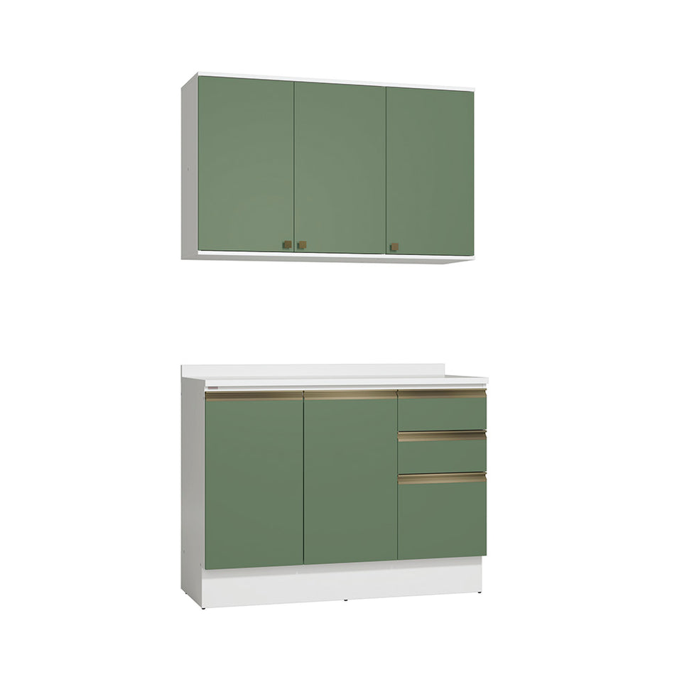 Alacena Cocina Kappesberg 120cm MDF 5 Puertas Blanco/Verde