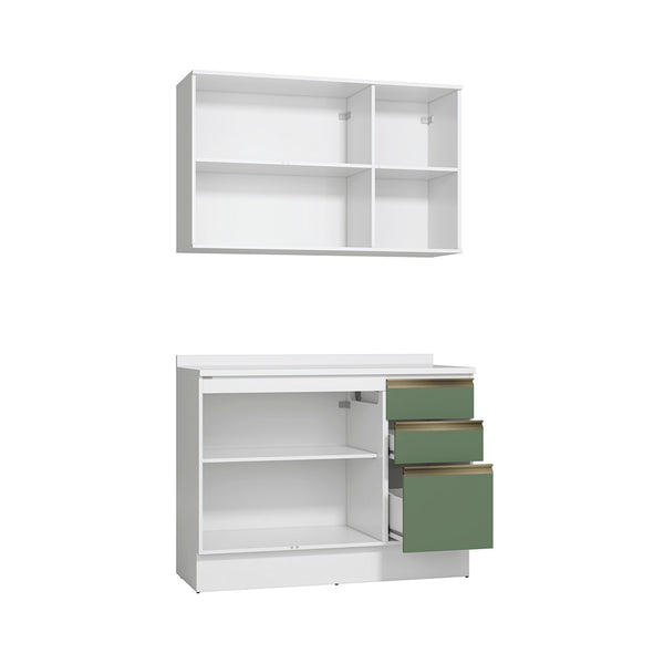 Alacena Cocina Kappesberg 120cm MDF 5 Puertas Blanco/Verde