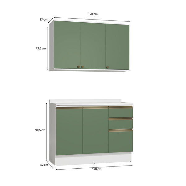 Alacena Cocina Kappesberg 120cm MDF 5 Puertas Blanco/Verde