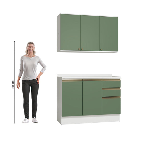 Alacena Cocina Kappesberg 120cm MDF 5 Puertas Blanco/Verde
