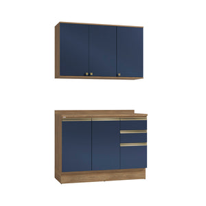 Alacena Cocina Kappesberg 120cm MDF 5 Puertas Marrón y Azul