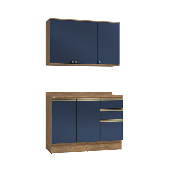 Alacena Cocina Kappesberg 120cm MDF 5 Puertas Marrón y Azul