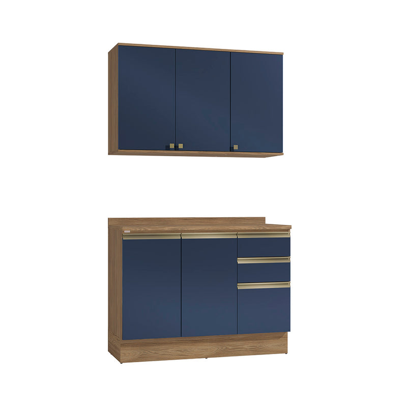 Alacena Cocina Kappesberg 120cm MDF 5 Puertas Marrón y Azul
