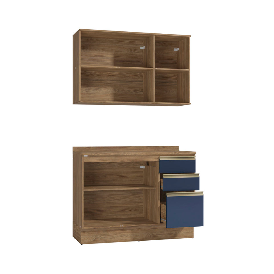 Alacena Cocina Kappesberg 120cm MDF 5 Puertas Marrón y Azul