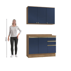 Alacena Cocina Kappesberg 120cm MDF 5 Puertas Marrón y Azul