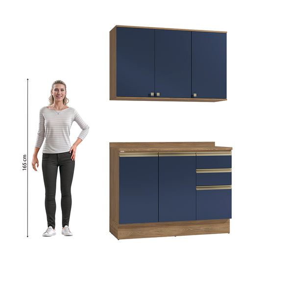 Alacena Cocina Kappesberg 120cm MDF 5 Puertas Marrón y Azul