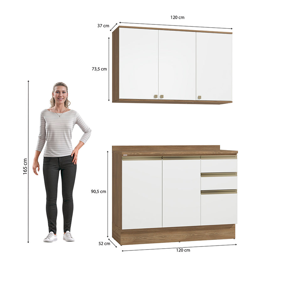 Alacena Cocina Kappesberg 120cm MDF 5 Puertas Marrón/Blanco