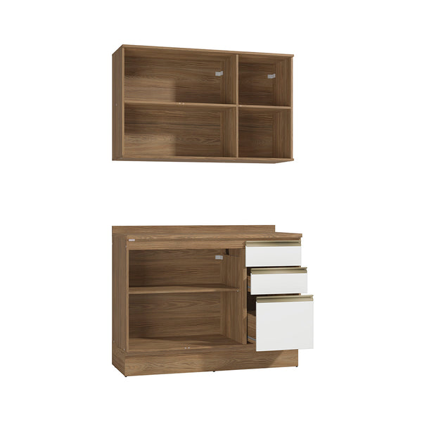 Alacena Cocina Kappesberg 120cm MDF 5 Puertas Marrón/Blanco