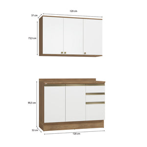 Alacena Cocina Kappesberg 120cm MDF 5 Puertas Marrón/Blanco
