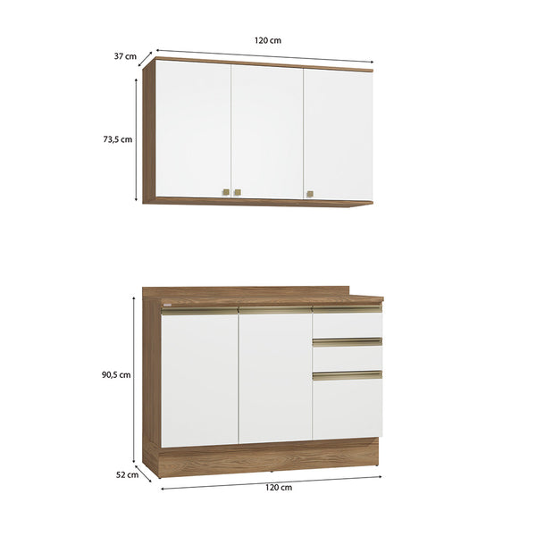 Alacena Cocina Kappesberg 120cm MDF 5 Puertas Marrón/Blanco