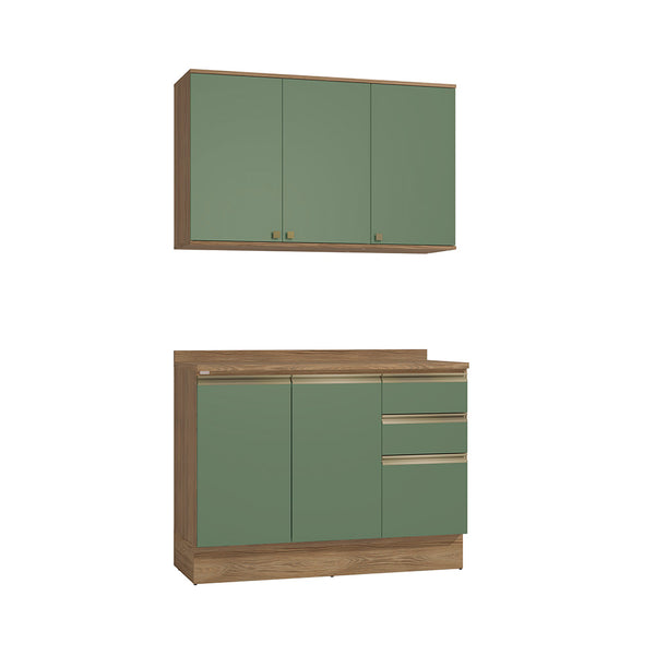 Alacena Cocina Kappesberg 120cm MDF 5 Puertas Marrón/Verde