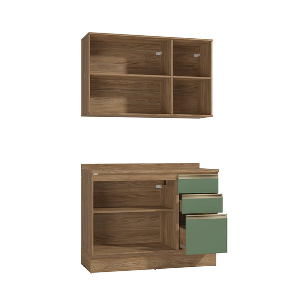 Alacena Cocina Kappesberg 120cm MDF 5 Puertas Marrón/Verde