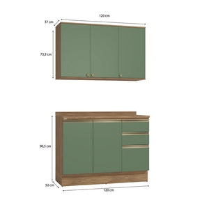 Alacena Cocina Kappesberg 120cm MDF 5 Puertas Marrón/Verde