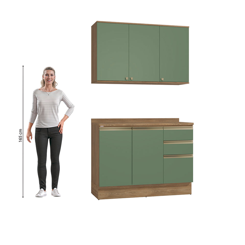 Alacena Cocina Kappesberg 120cm MDF 5 Puertas Marrón/Verde