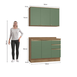 Alacena Cocina Kappesberg 120cm MDF 5 Puertas Marrón/Verde