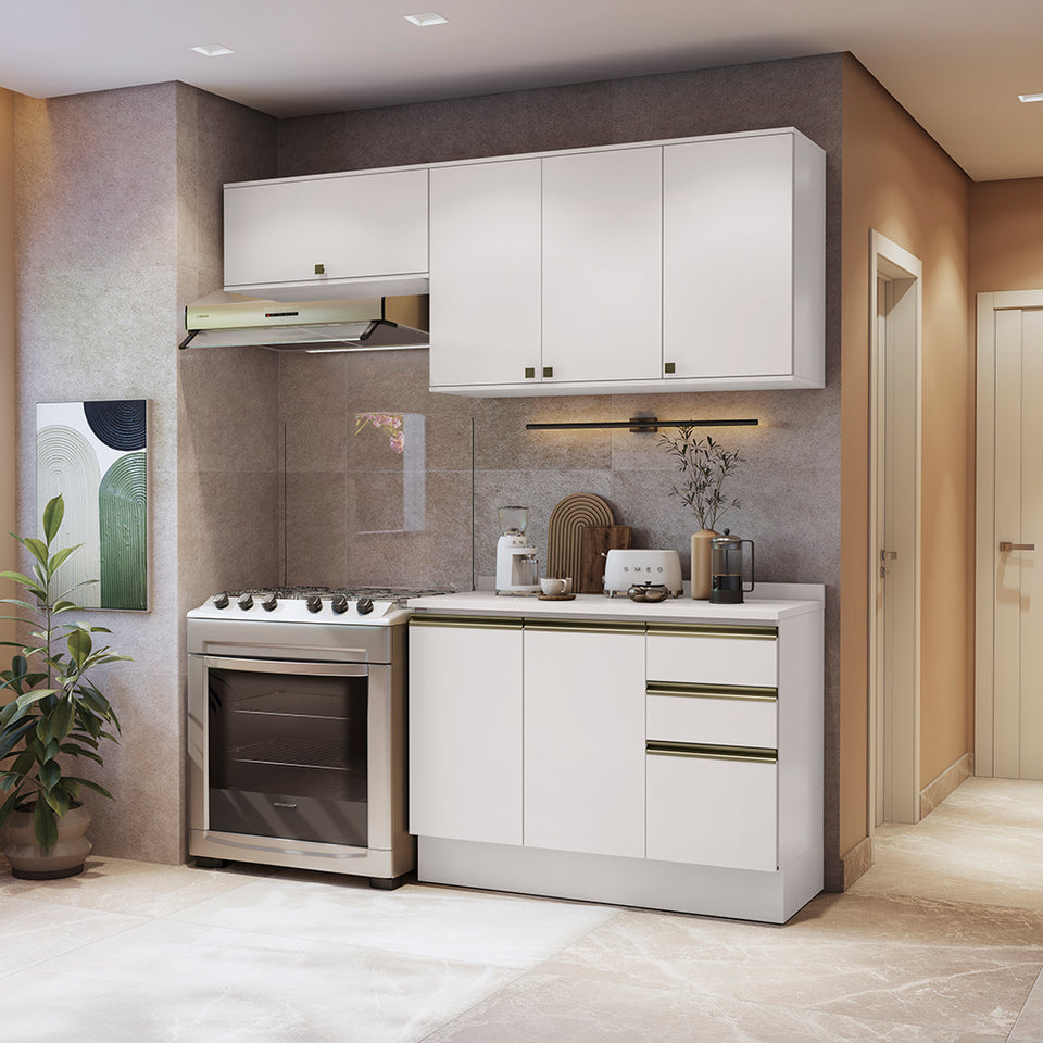 Cocina Compacta 200cm MDF 3 Cajones Kappesberg Blanco