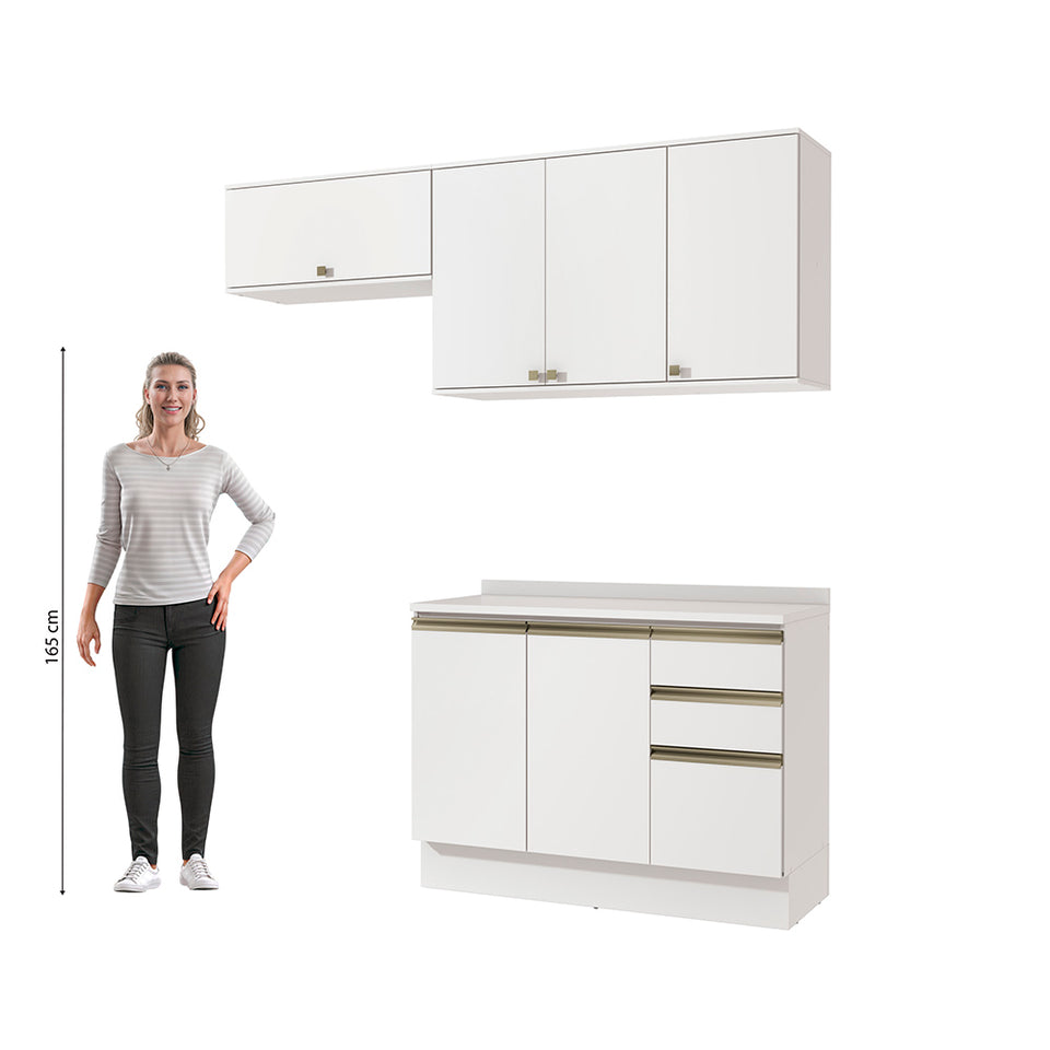 Cocina Compacta 200cm MDF 3 Cajones Kappesberg Blanco