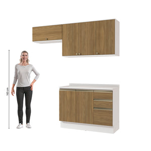 Cocina Compacta 200cm MDF 3 Cajones Kappesberg Blanco/Marrón