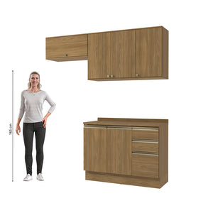 Cocina Compacta 200cm MDF 3 Cajones Kappesberg Marrón