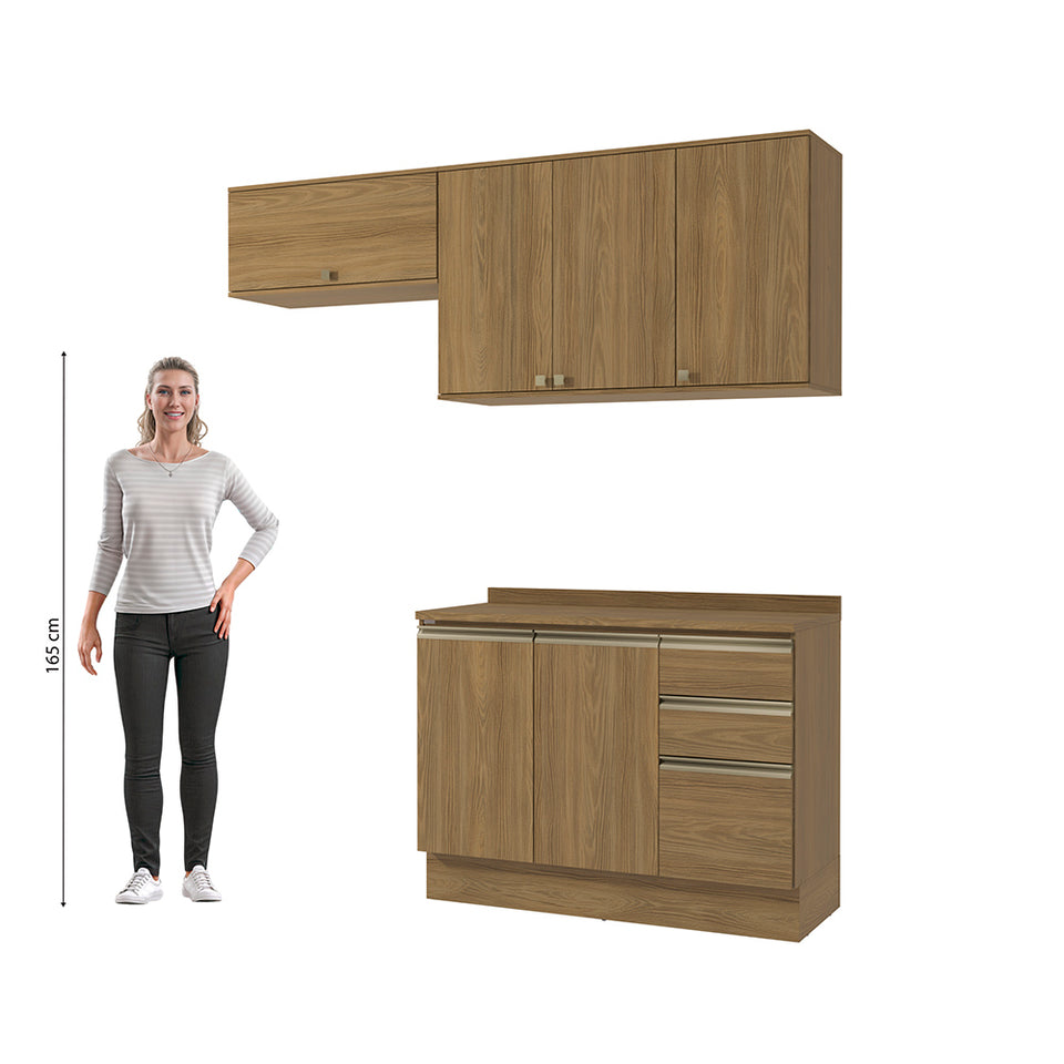 Cocina Compacta 200cm MDF 3 Cajones Kappesberg Marrón