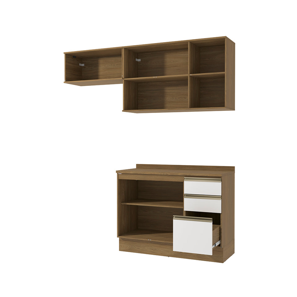 Cocina Compacta 200cm MDF 3 Cajones Kappesberg Marrón/Blanco