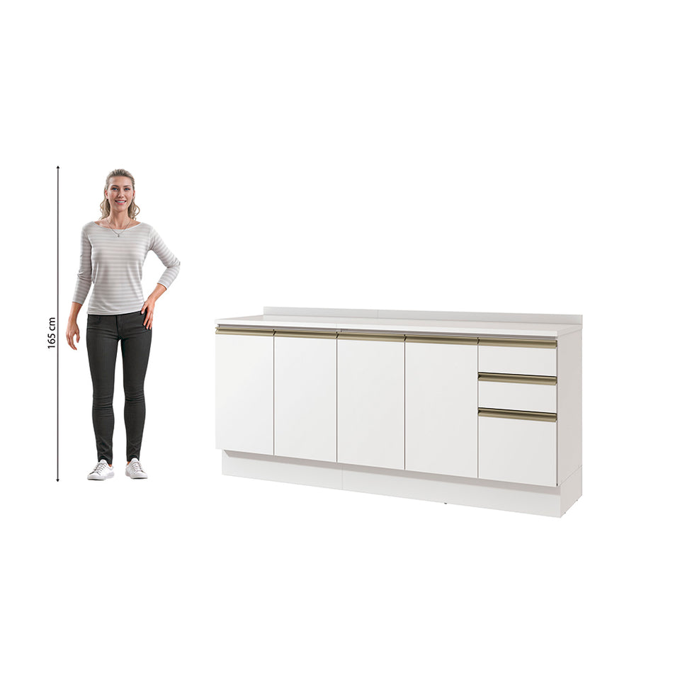 Bajo Mesada 200cm MDF 3 Cajones Kappesberg Blanco