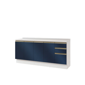 Bajo Mesada 200cm MDF 3 Cajones Kappesberg Blanco/Azul