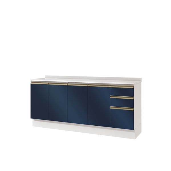Bajo Mesada 200cm MDF 3 Cajones Kappesberg Blanco/Azul