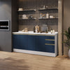 Bajo Mesada 200cm MDF 3 Cajones Kappesberg Blanco/Azul